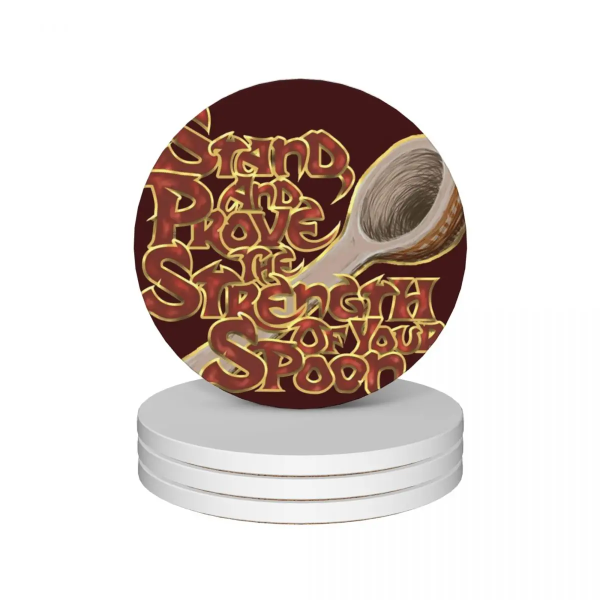 

The Strength of your Spoon Ceramic Coasters (Set of 4) Cup mat teapot mat cute set Coasters