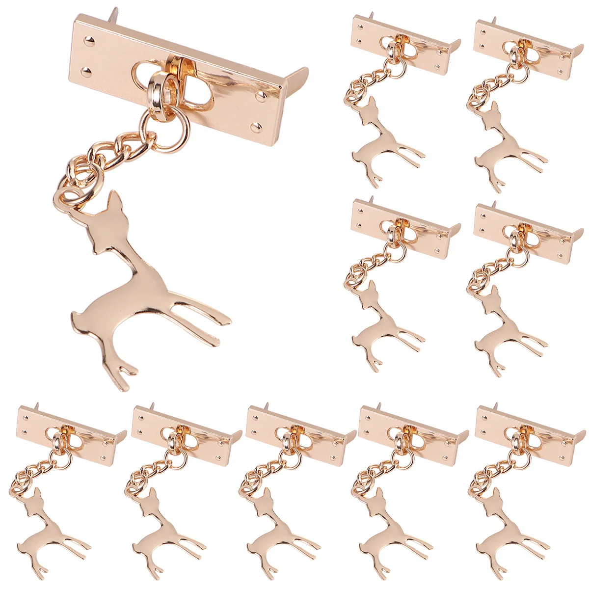 

10 Pcs Fawn Hardware Buckle Decorative Deer Shaped Bag DIY Material Accessories Pins
