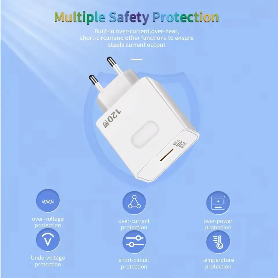 120W Fast Charger GaN USB Quick High Speed Charge 3.0 Adapter For All Phone Universal Cellphones 2025 New Upgraded version - náhled 3