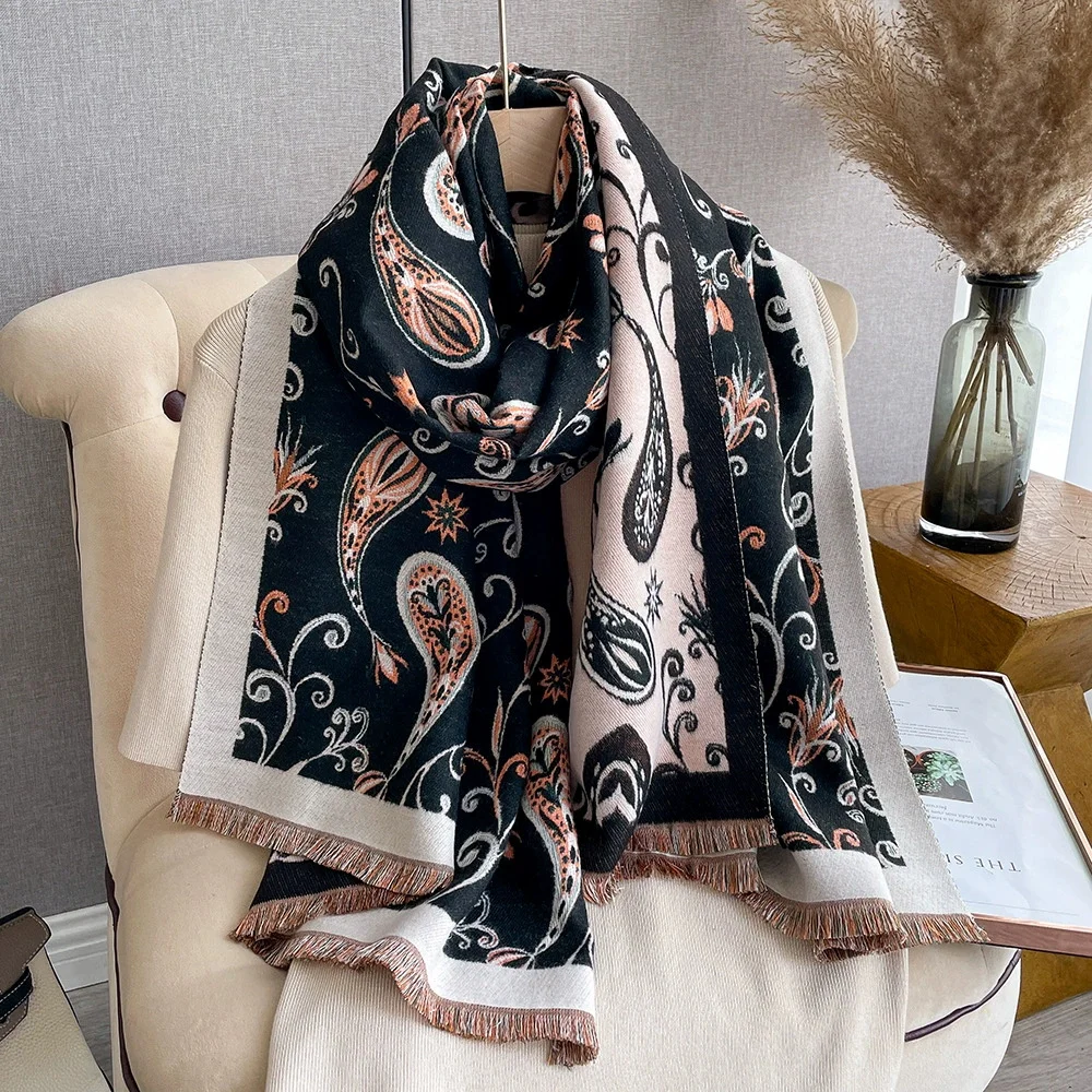 

Women Winter Cashmere Scarf Pashmina Shawls Wraps 2025 Design Print Female Thick Warm Scarves Echarpe Thick Blanket Stoles