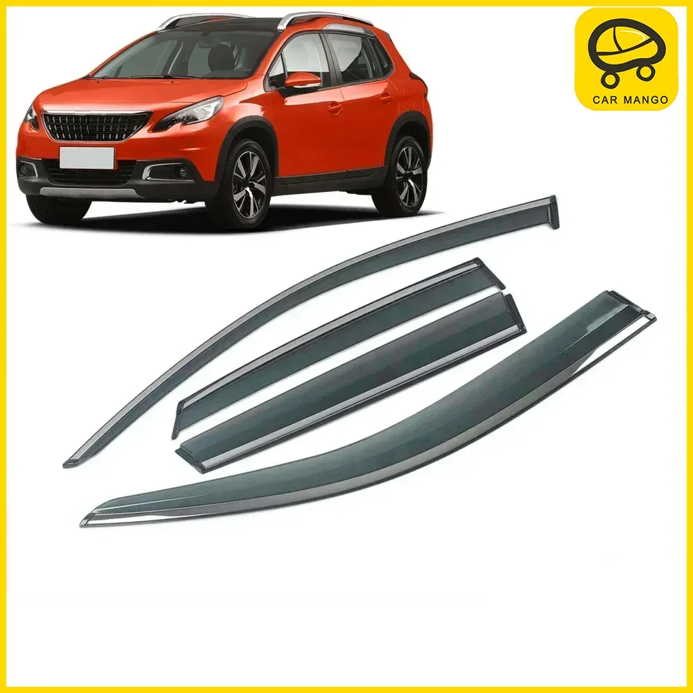 

Chrome Strips Rain Guards for PEUGEOT 2008 2013-2023 Window Visor Wind Deflectors Door Visor Vent Shades Ventvisor