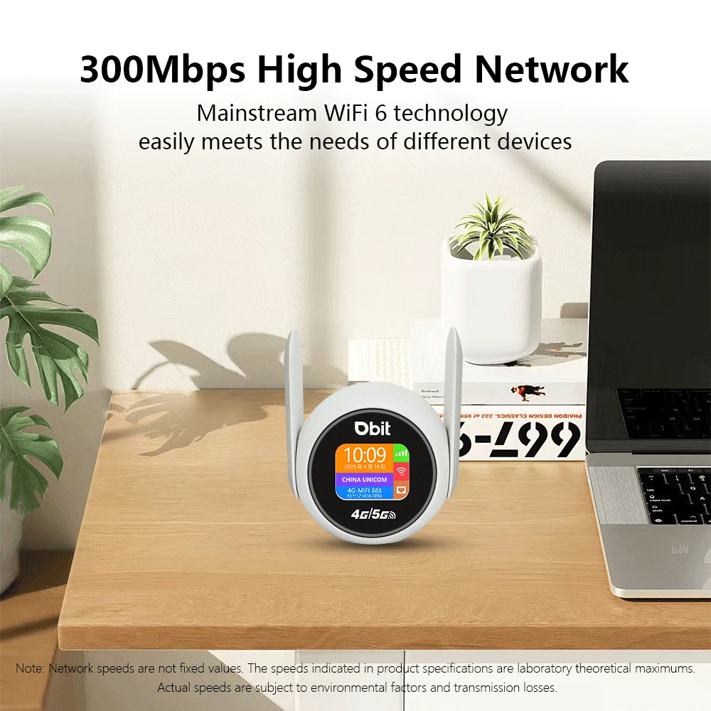 Wi-Fi 6 Smart Display Router 4G LTE Router 300Mbps 4G WiFi Modem Compatible With Nano 5G SIM Card  Adaptive WAN/LAN