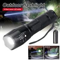 Tactical White Light Flashlight Portable Mini LED Torch 5 Modes Zoomable Lantern USB Chagring Lamp Power by 18650/AAA Battery