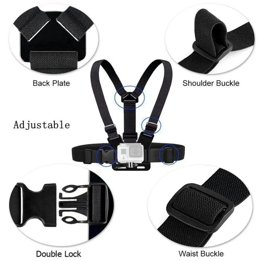 Chest Strap Mount Belt for Gopro Hero12 11 10 9 Insta360 X4 X3 X2 DJI OSMO Action 4/3 Camera Harness SJCAM C100 C200 Accessories