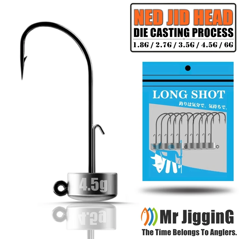 Mr JigginG 10pcs Ned Rig Jig Head Fishing Hooks 1.8/2.7/3.5/4.5/6g Soft Worm Lure Bass Fish Pesca Rockfish Trout Accessories