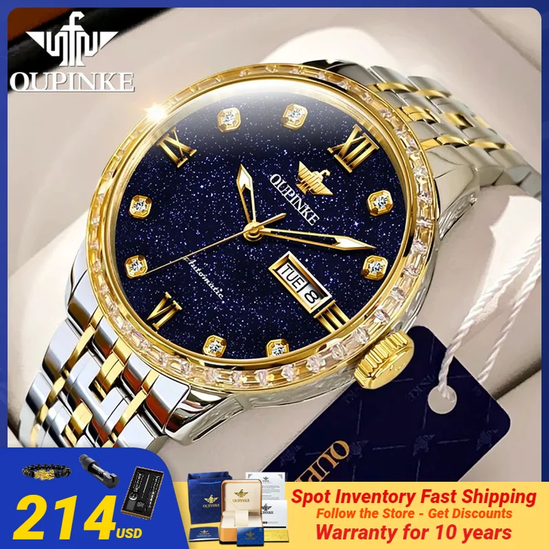 

Genuine OUPINKE 3241 Automatic Mechanical Watch for Men Luxury Starry sky Dial Luminous Waterproof Men's Wristwatches NEW Watch