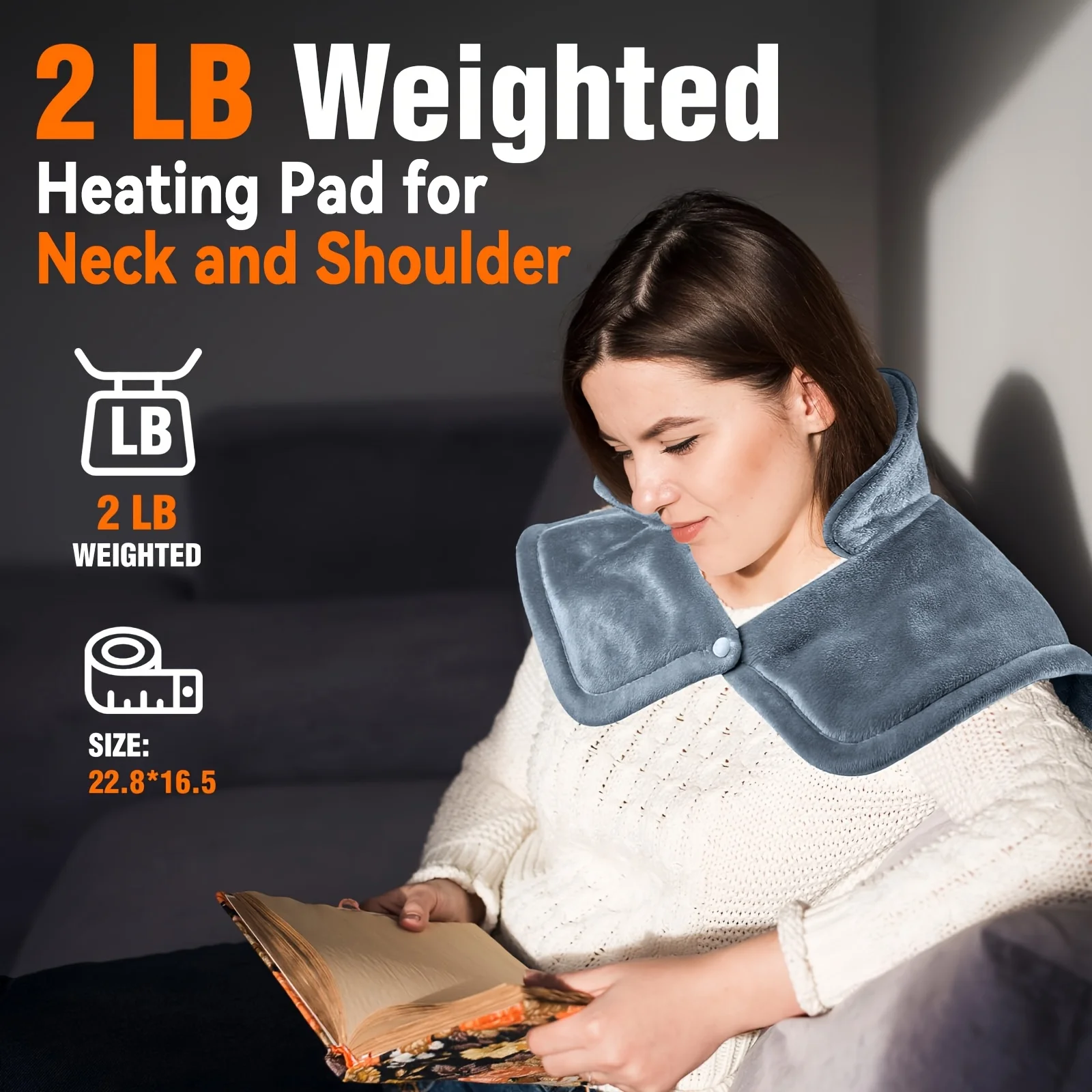 set Neck & Shoulder Electric Heating Pad - Weighted 6 Heat Settings 4 Timers Auto-Off, Gift for Women/Men/Mom/Dad