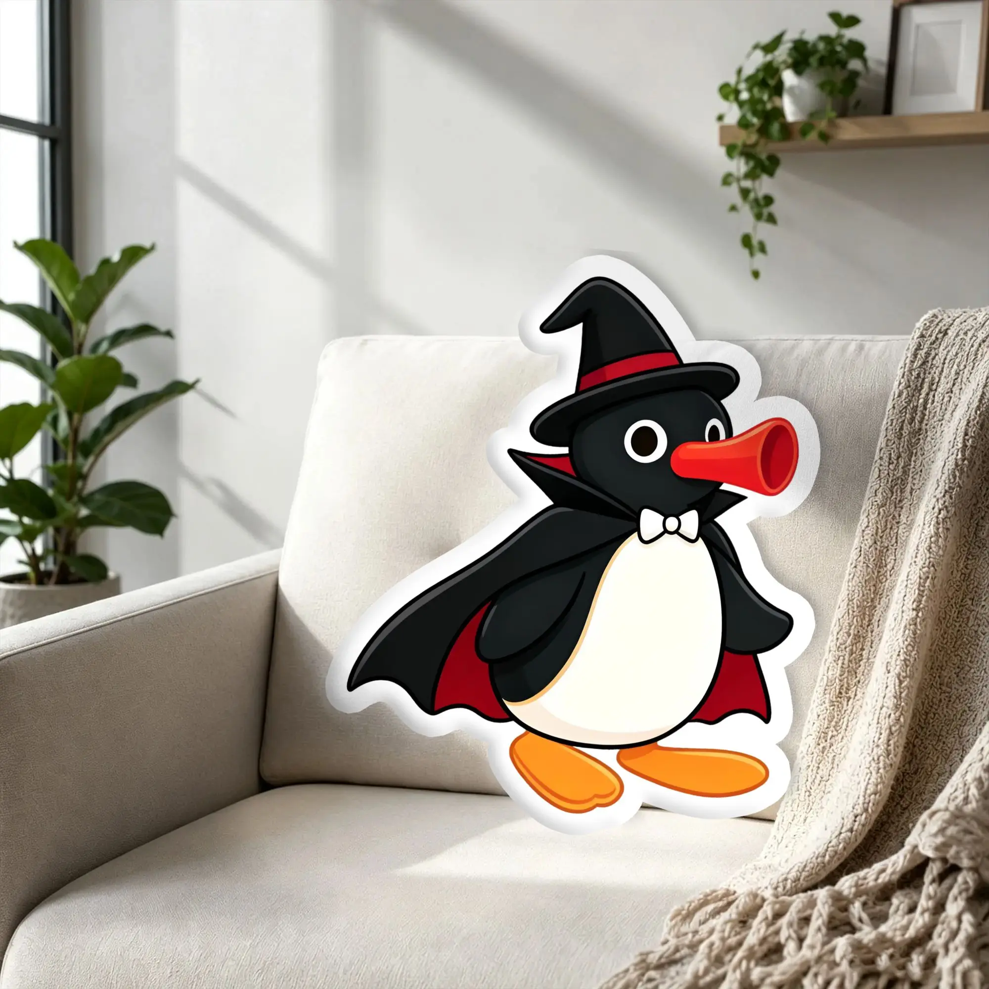 Personalized Photo P-Pingus Throw Pillow Humorous Cartoon Penguin Animal Stuffed Cushions Pillow for Bed Bedroom Sofa Home Decor