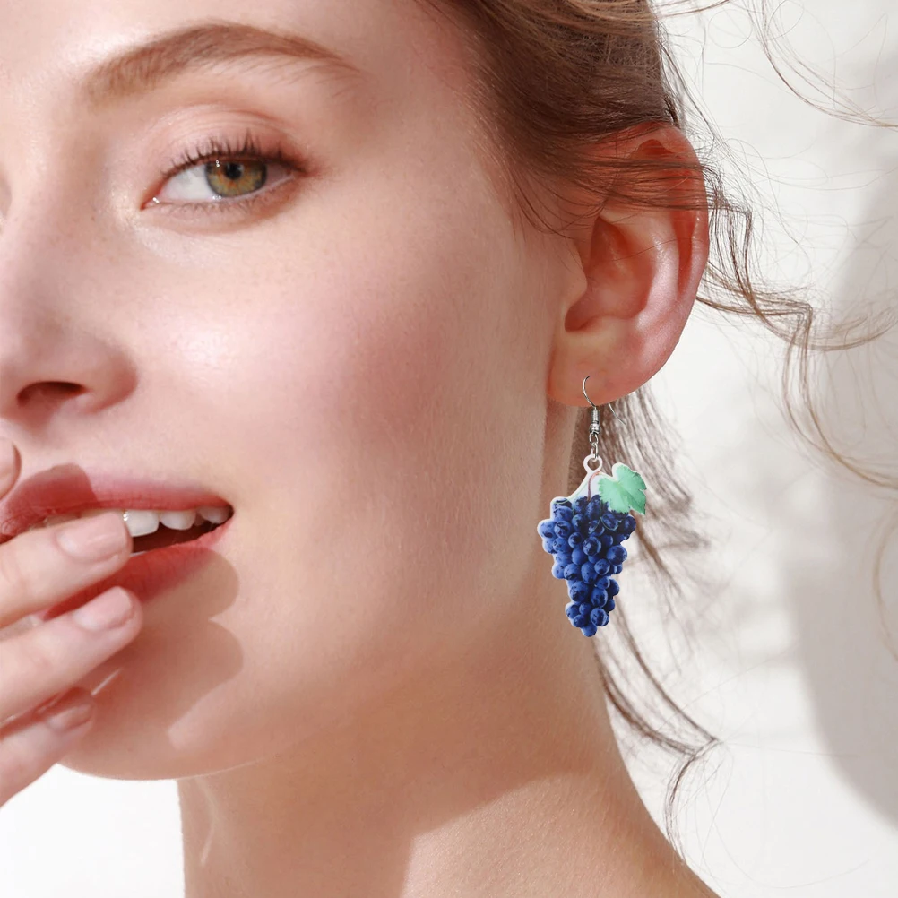 

Grape Earrings Fruit Drop for Women Dangling Novelty Stud Ohrringe Gelb Bananen Damen Karneval Tropical Shell