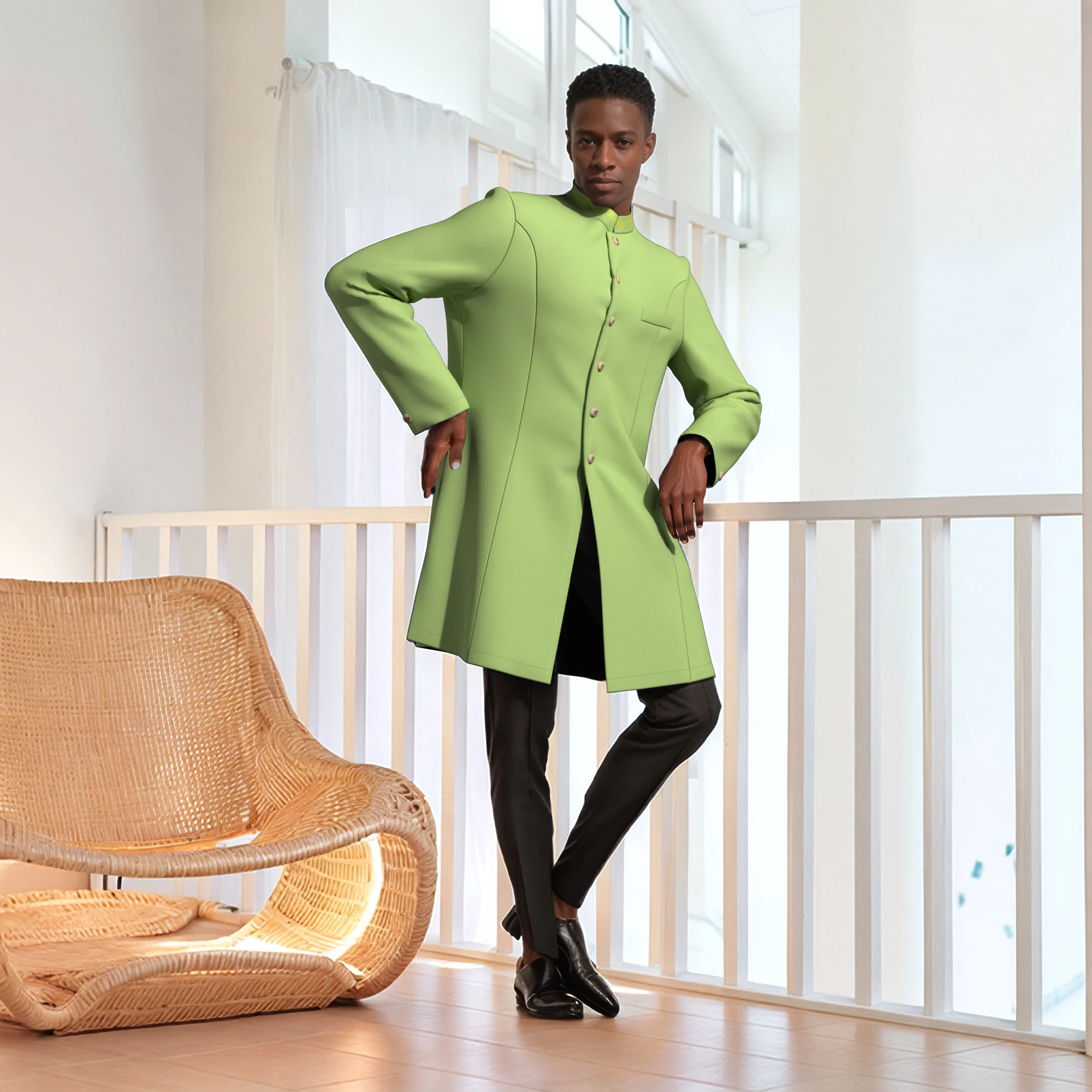 Autumn African Men's Coat Long Sleeve Stand Collar African Print Jacket Outwear Men African Clothes Private Custom WYN2421