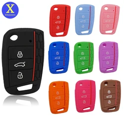 Xinyuexin Silicone Car Key Cover Case Fob for VW Golf 7 Tiguan POLO T-Roc for Skoda Octavia A7 Rapid for SEAT Leon Ateca Ibiza