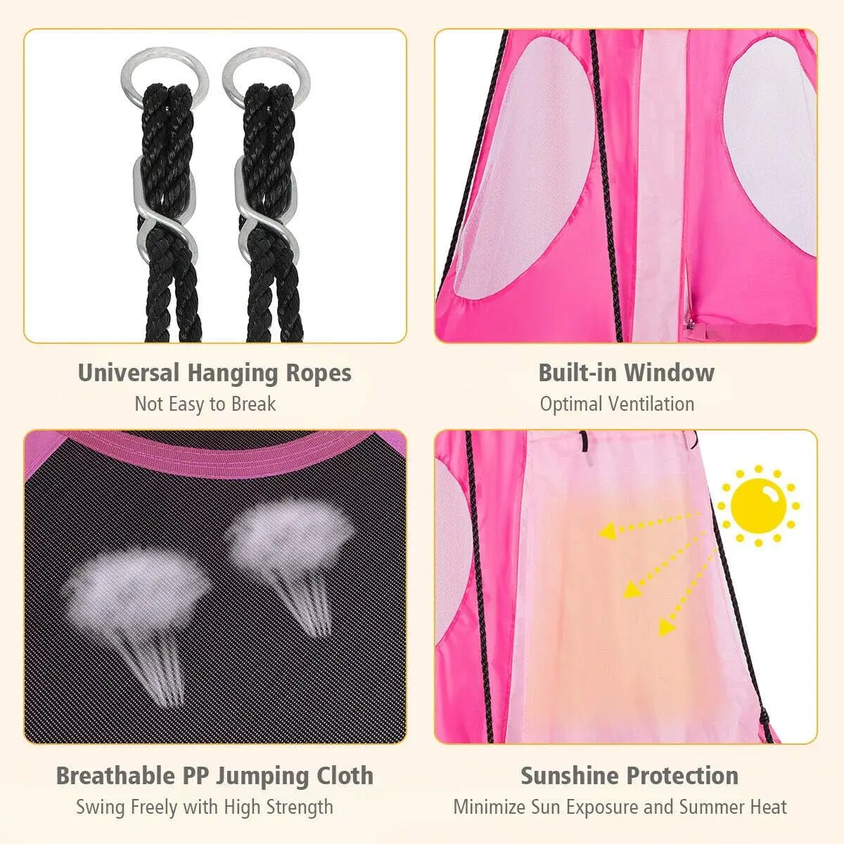 2 em 1 crianças destacável pendurado cadeira balanço tenda conjunto, rede ninho pod pendurado balanço assento para meninos/meninas, crianças ao ar livre indoor