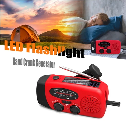Imagen 1 del producto Generador de manivela, Banco de energía, Radio meteorológica Solar, interfaz USB portátil de emergencia para exteriores, carga adecuada para uso en exteriores