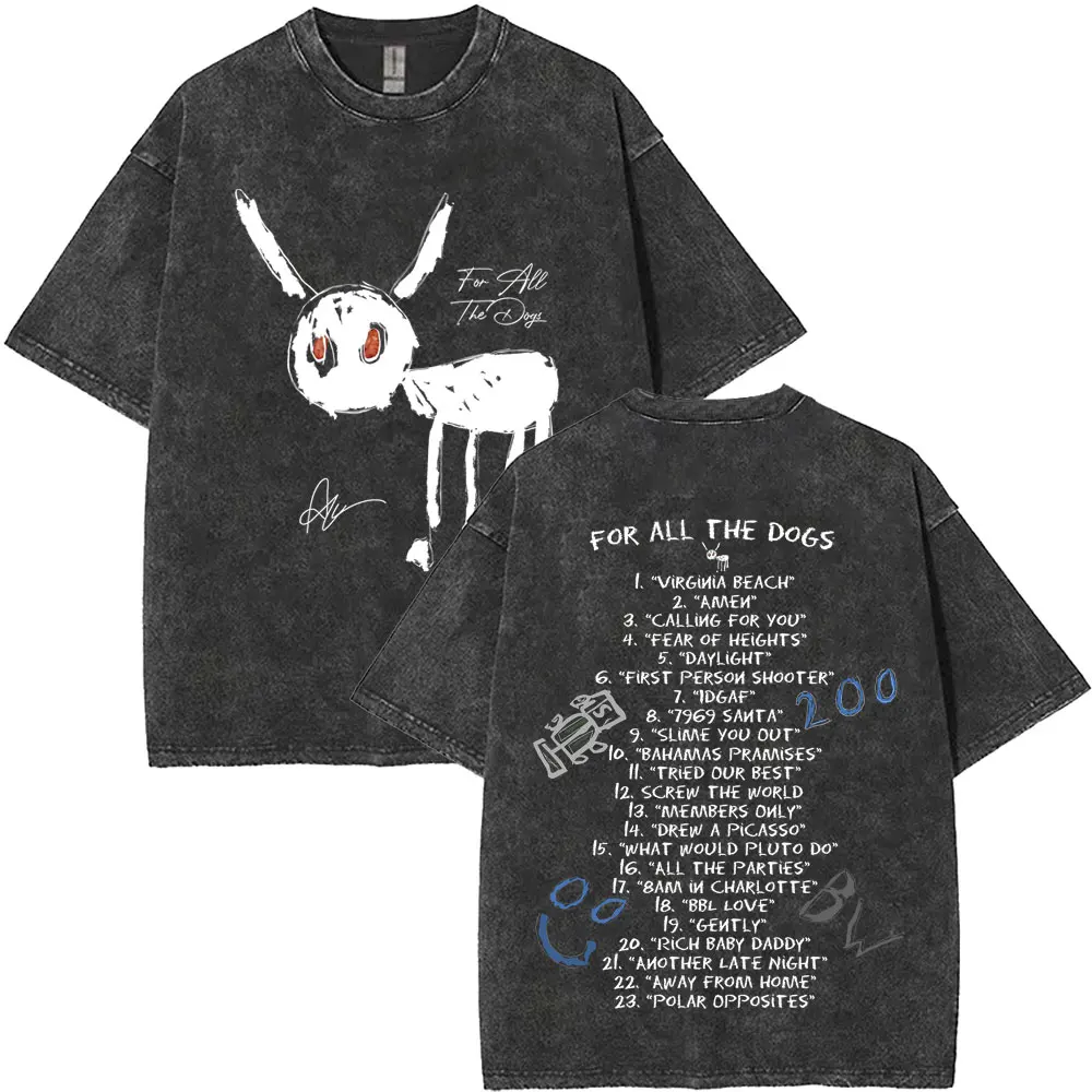 Washed Vintage Rapper Drake Music Album Graphic T Shirts Men Women Hip Hop Short Sleeve Oversized T-shirts Fashion Streetwear