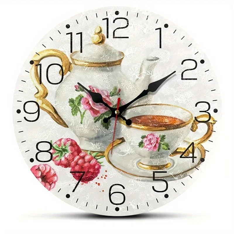 Vintage Teacup Round Wooden Wall Clock