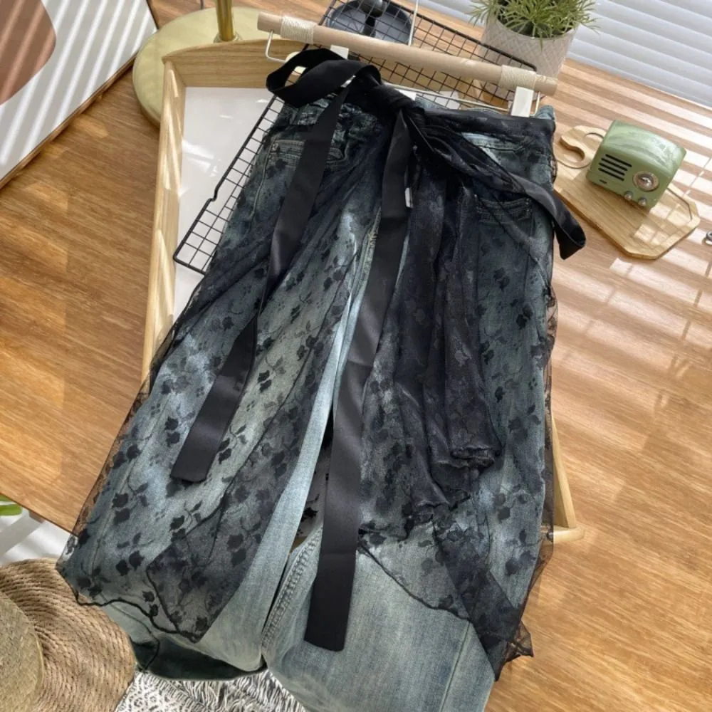 Transparente Spitze ​ ​   Schnürrock ​ ​ Glitzernde Pailletten ​ ​   Durchsichtiger Rock ​ ​ ​ ​ Halbrock aus Spitze ​ ​ ​ ​ Leichter, sexy Vertuschung ​ ​