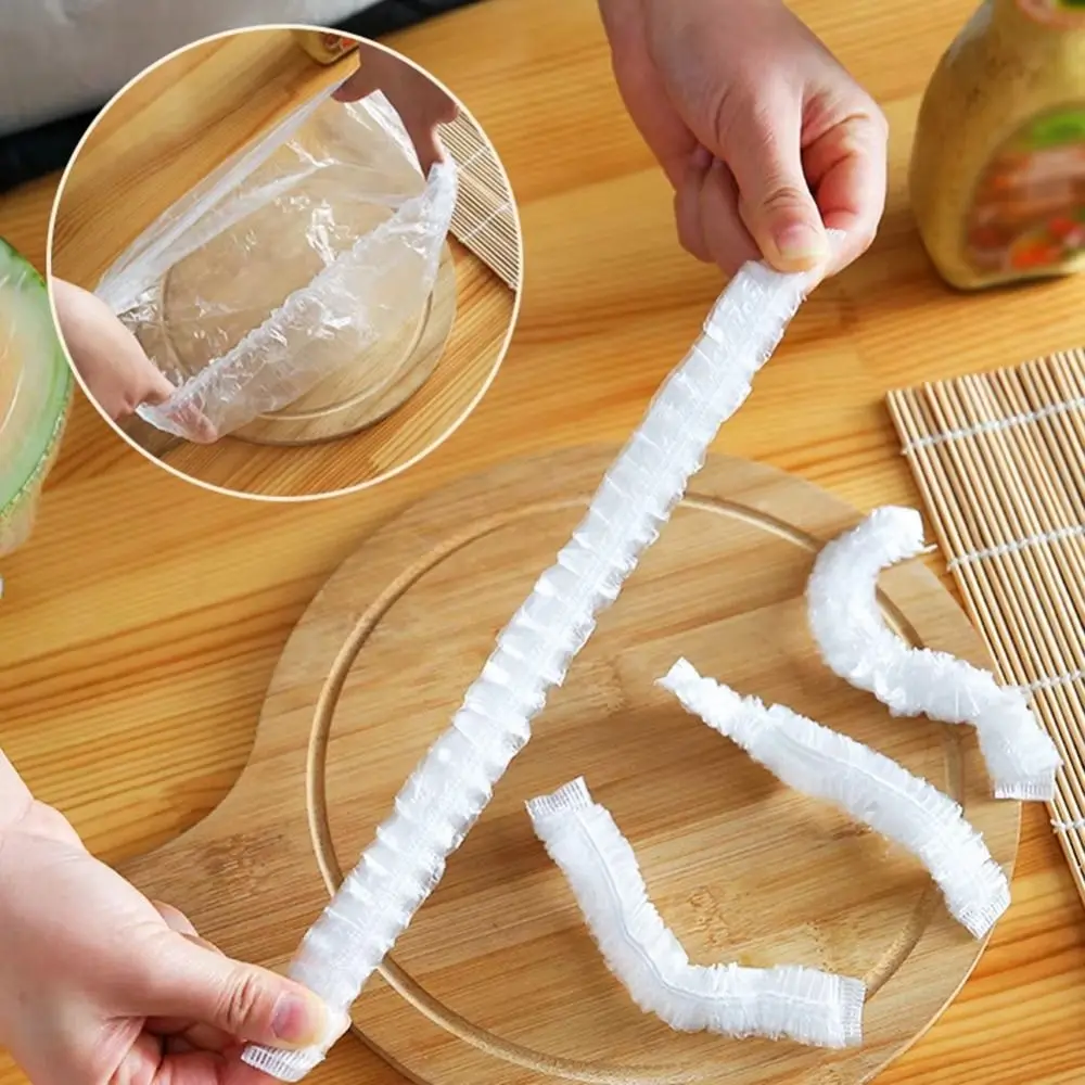 50Pcs/Pack Clear Disposable Food Cover Elastic Band Stretchable Wrap Bowl Covers Durable 50cm Disposable Dust Cover Food Storage