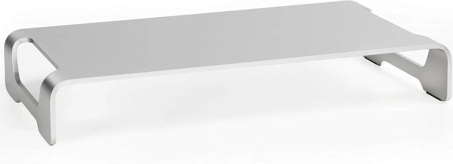 

Silver Aluminum 16 inch Wide Monitor Riser, Ergonomic Desktop Stand, Modern Tabletop Organizer STAND-V000H