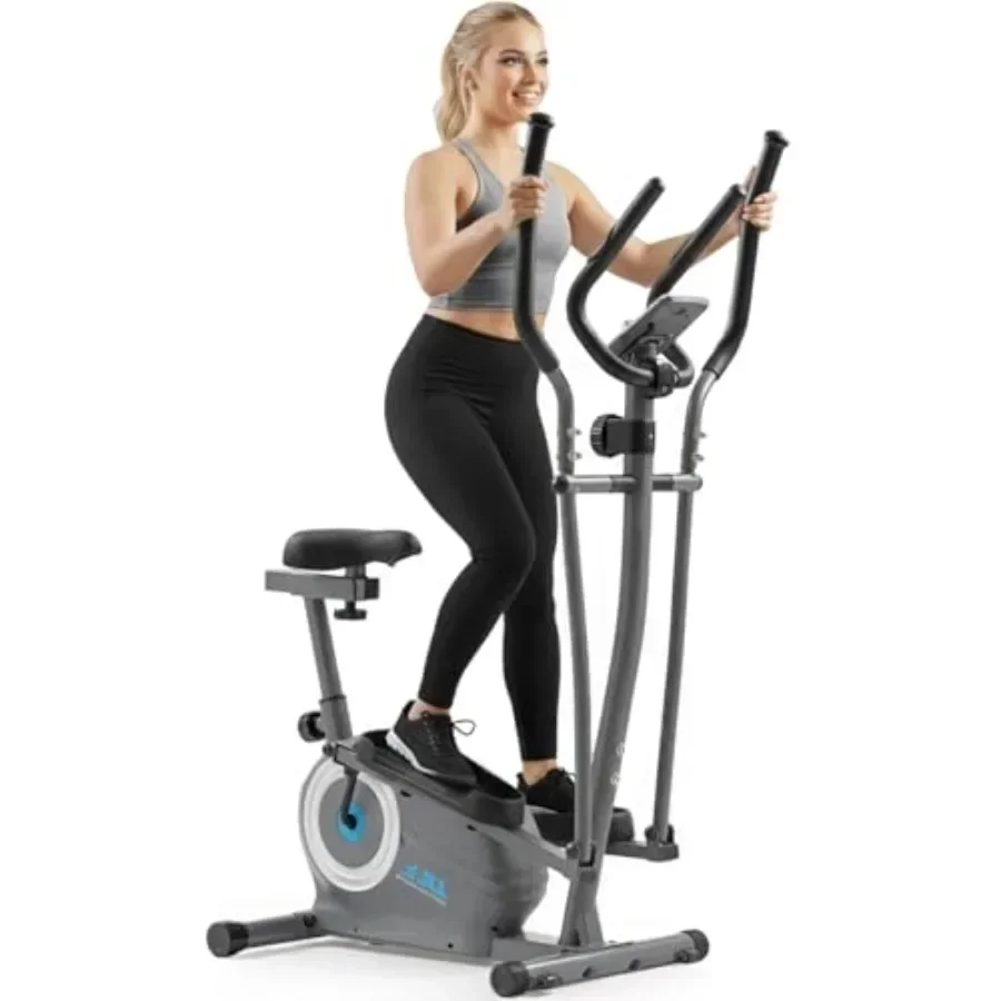 Home cardio crosstrainer: smart magnetic elliptical machine, steel frame, black finish, quiet smooth motion