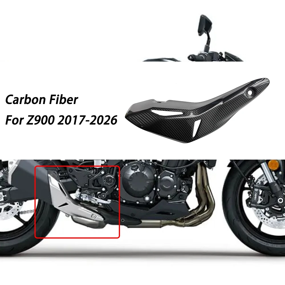 

Motorcycle Exhaust Pipe Heat Shield-Anti-Scorch Carbon Fiber Cover Insulation Plate Fit for Kawasaki Z900 2017-2026