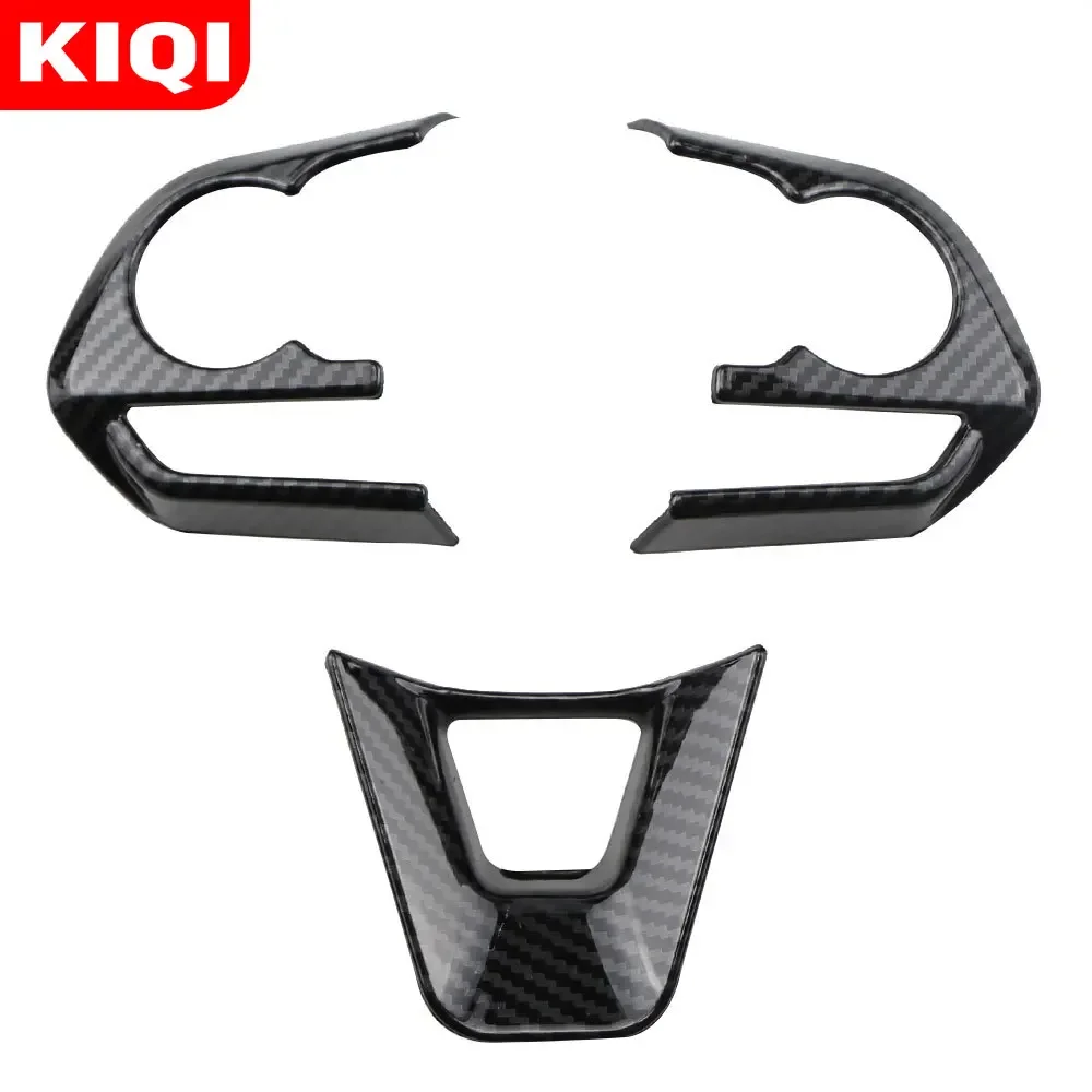 3pcs/set Car Steering Wheel Button Cover Trim Stickers For Toyota Corolla Cross XG10 2019 2020 2021 2022 2023 ABS Carbon Fiber