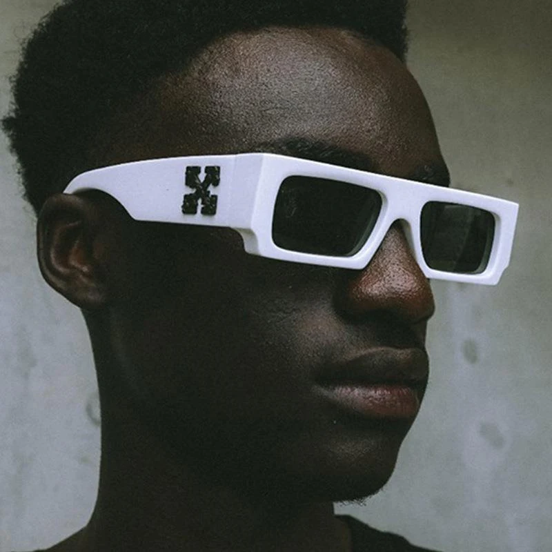 Women's Hip-hop Square Sunglasses Men Hole Design White Sun Glasses Blue Ladies Vintage Shados Eyewear UV Protection