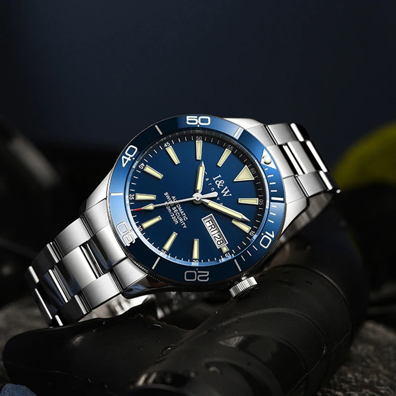Carnival Brand IW High-End Series 100M Diving Sapphire Mechanical Watch Men Stainless Steel Imported Movement Luxury Watches Men