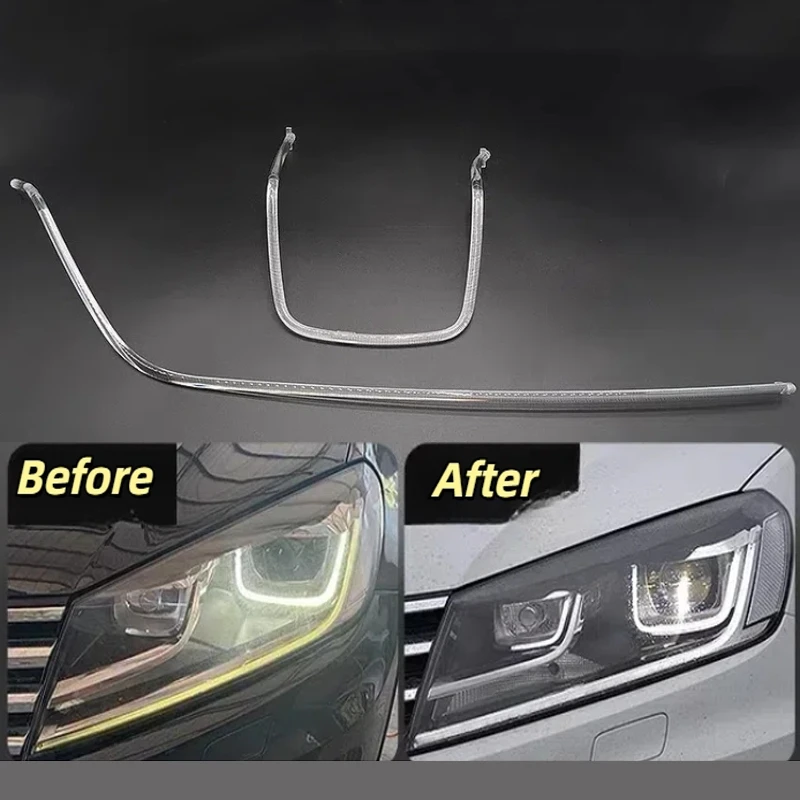 NOWOŚĆ Rura reflektora DRL do VW Touareg 2016 2017 2018, akrylowa rura prowadząca światło Pasek świetlny DRL Pasek LED Akcesoria do reflektorów