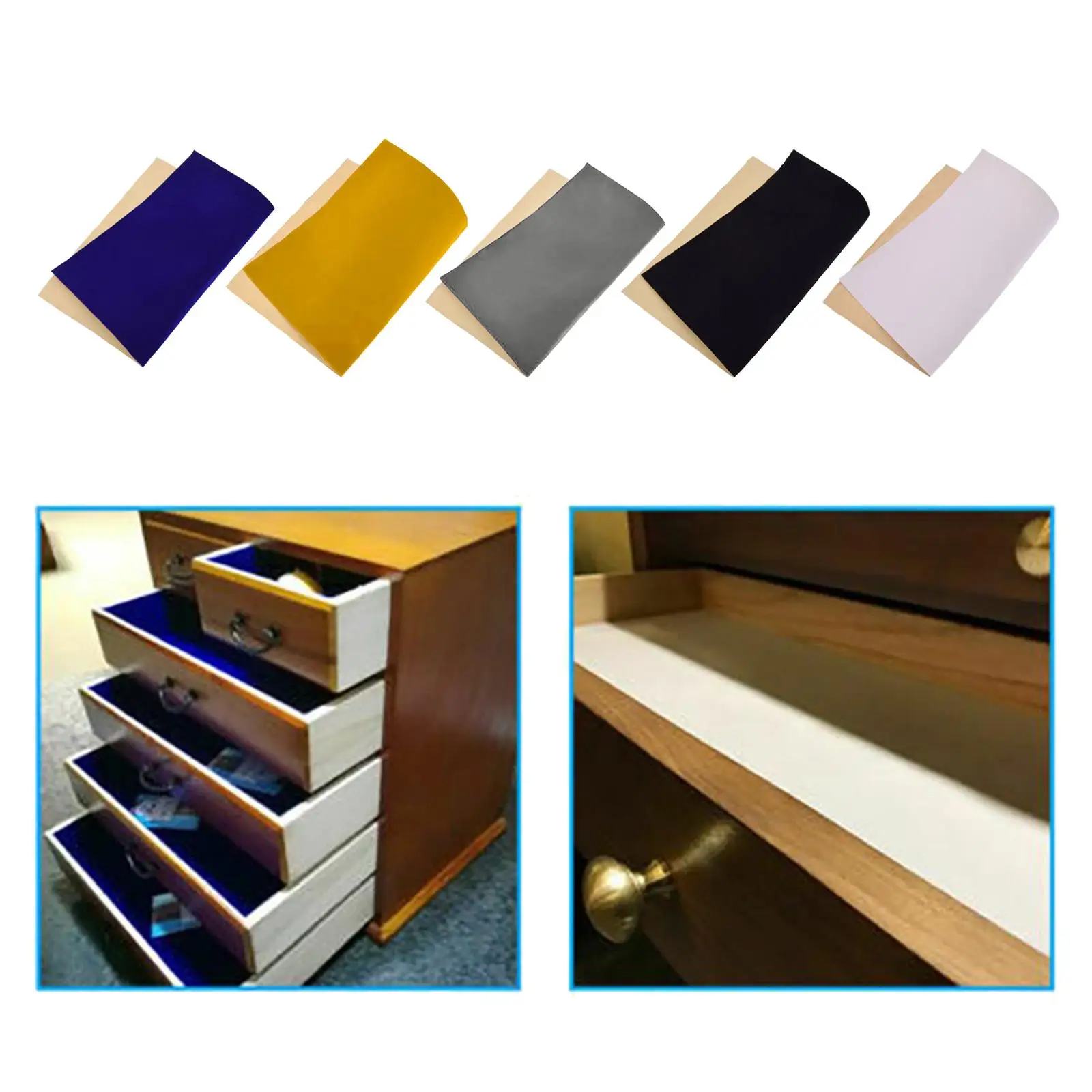 Classic Style Self-Adhesive Felt Velvet Flocking Liner Fabric DIY Craft Sticker Furniture Surface Jewelry Drawer Protective