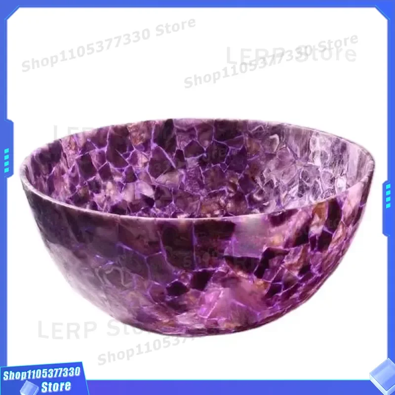 Modern Oval Bathroom Sink Natural Purple Amethyst Stone Luxury Eco Friendly Design Easy Clean Washbasin for Hotel 25 30cm