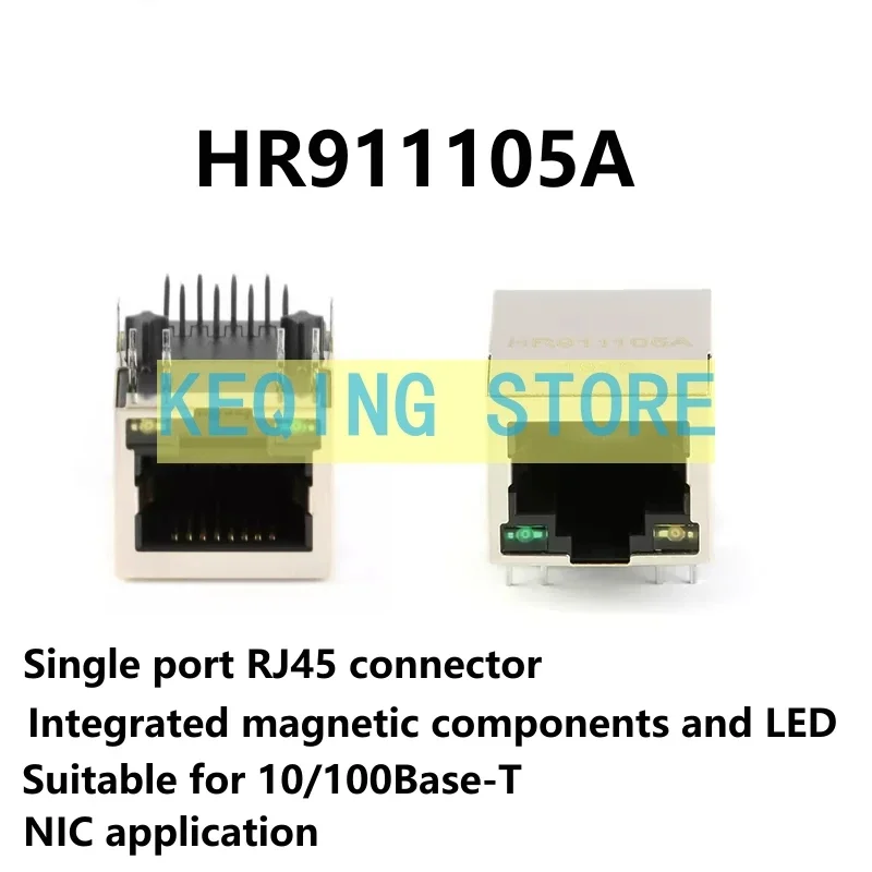 HR911105A RJ45 socket - with LED light network isolation transformer filter