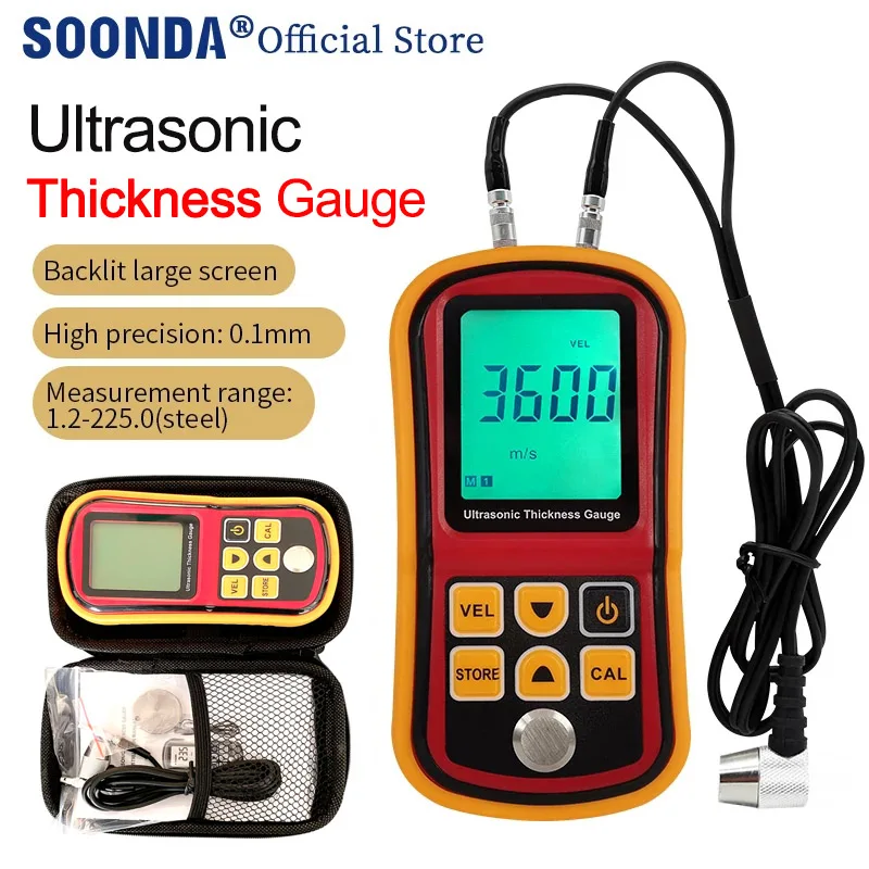 Digital Ultrasonic Thickness Gauge Tester Plastic Glass Ceramics Metal Steel plate Stainless Steel Pipe Wall Thickness Gauge