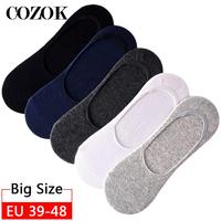 Big Size EU39-48 Sport Socks Men Running Invisible Socks Men 5 Pairs Anti Slip Sock Slippers Men Silicone Summer Socks Cotton