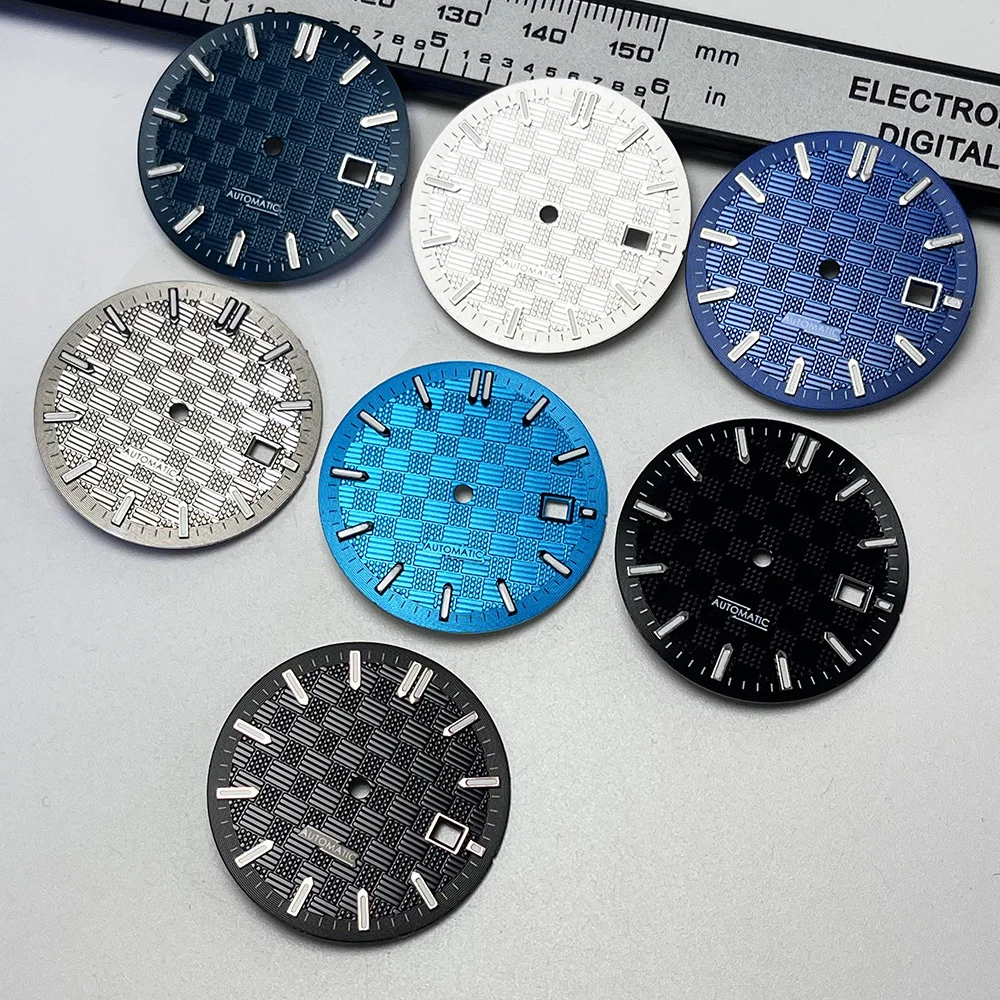 The 31mm Grid-Patterned Round Dial Is Suitable for MIYOTA 8215, 8205 Mechanical Movements and 38mm Watch Cases.