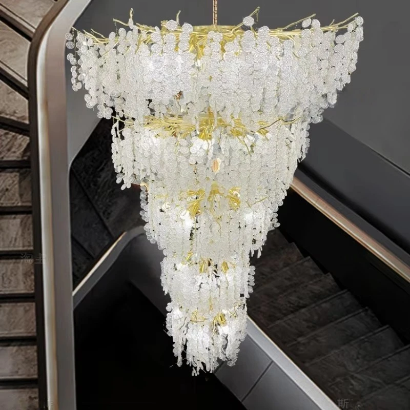 Luxury Branch Crystal Chandelier For Staircase Loft Villa Hotel Lobby High Floor Gold Crystal Tree Branch Hanging Chandeliers