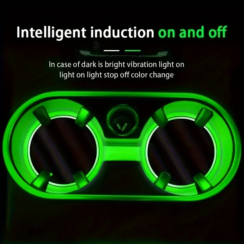 1-2PCS Car Luminous Coasters LED Cup Holder Lights 7 Color-Changing Light Up Cup Holder Insert Coasters Car Decor Accessories