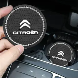 2pc Car Water Coaster Holder Anti-slip Diamond Rubber Mat Car Interior Accessories For Citroen C1 C2 C3 C4 C4L C-ELYSEE C3-XR