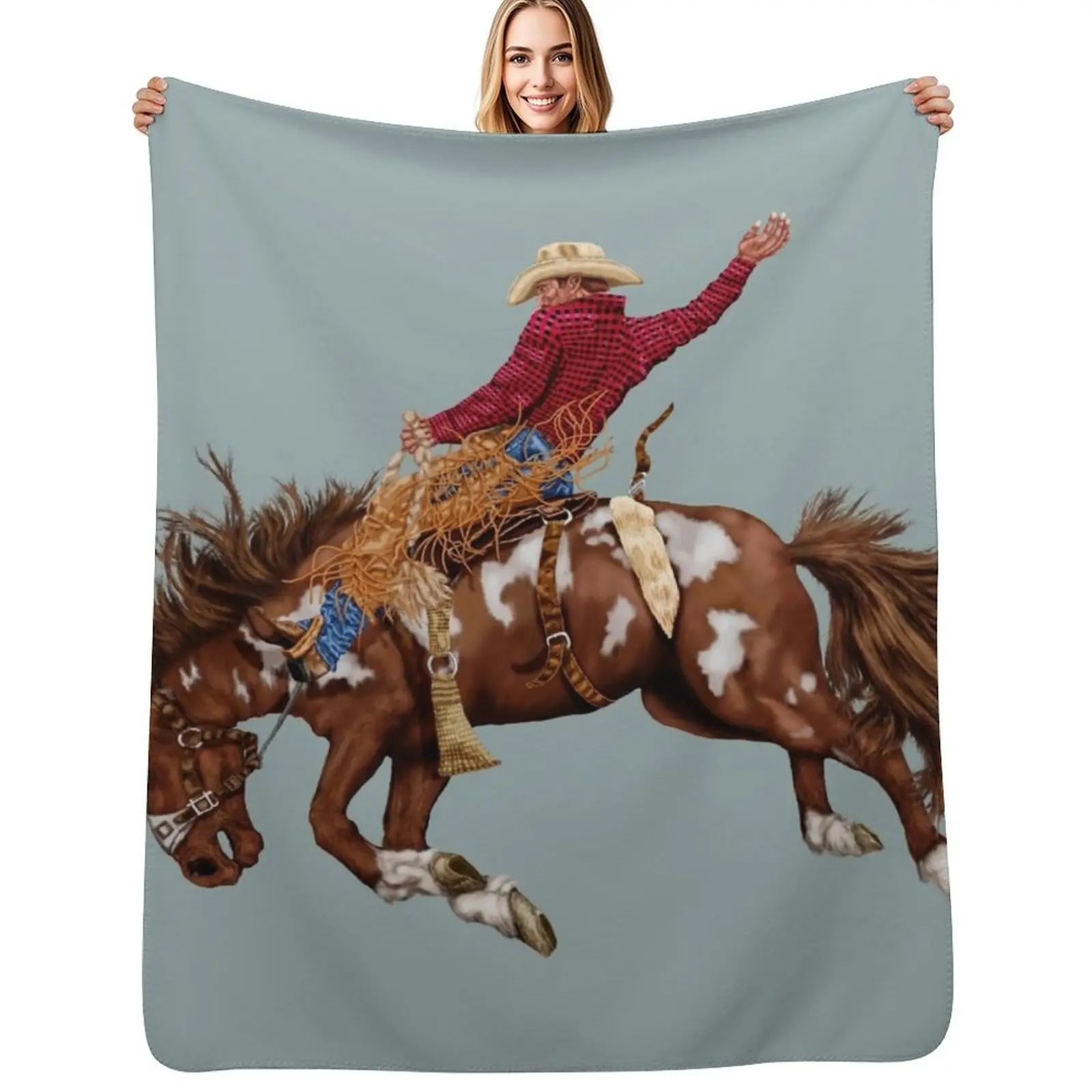 Vintage rodeo cowboy Throw Blanket Soft Sherpa Fleece Warm Blanket for Winter