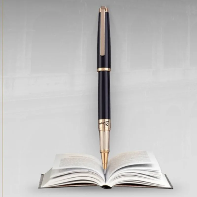 A+ Picasso 918 Dreamy Polka Roller Pen with Ink Refill Black with Gold Silver Clip