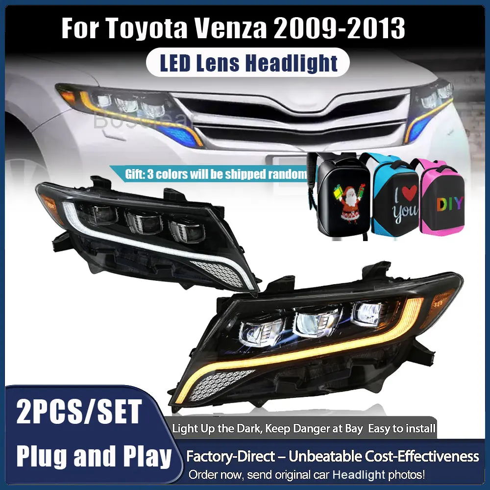 

Car Lights for Toyota Venza LED Headlights 2009-2013 Head Lamps Assembly DRL Projector Lens Sequential Turn Signals Automotive