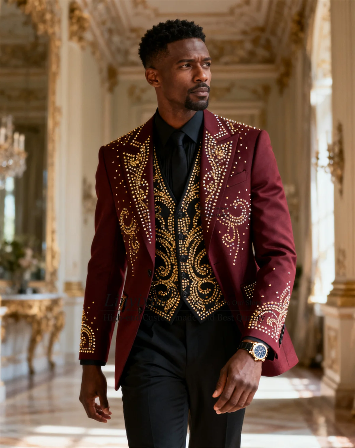 

Модные мужские костюмы с остроконечными лацканами для свадебных смокингов, комплекты из 3 предметов, мужские пиджаки для жениха, индивидуальные облегающие костюмы с бриллиантами, Ropa hombre