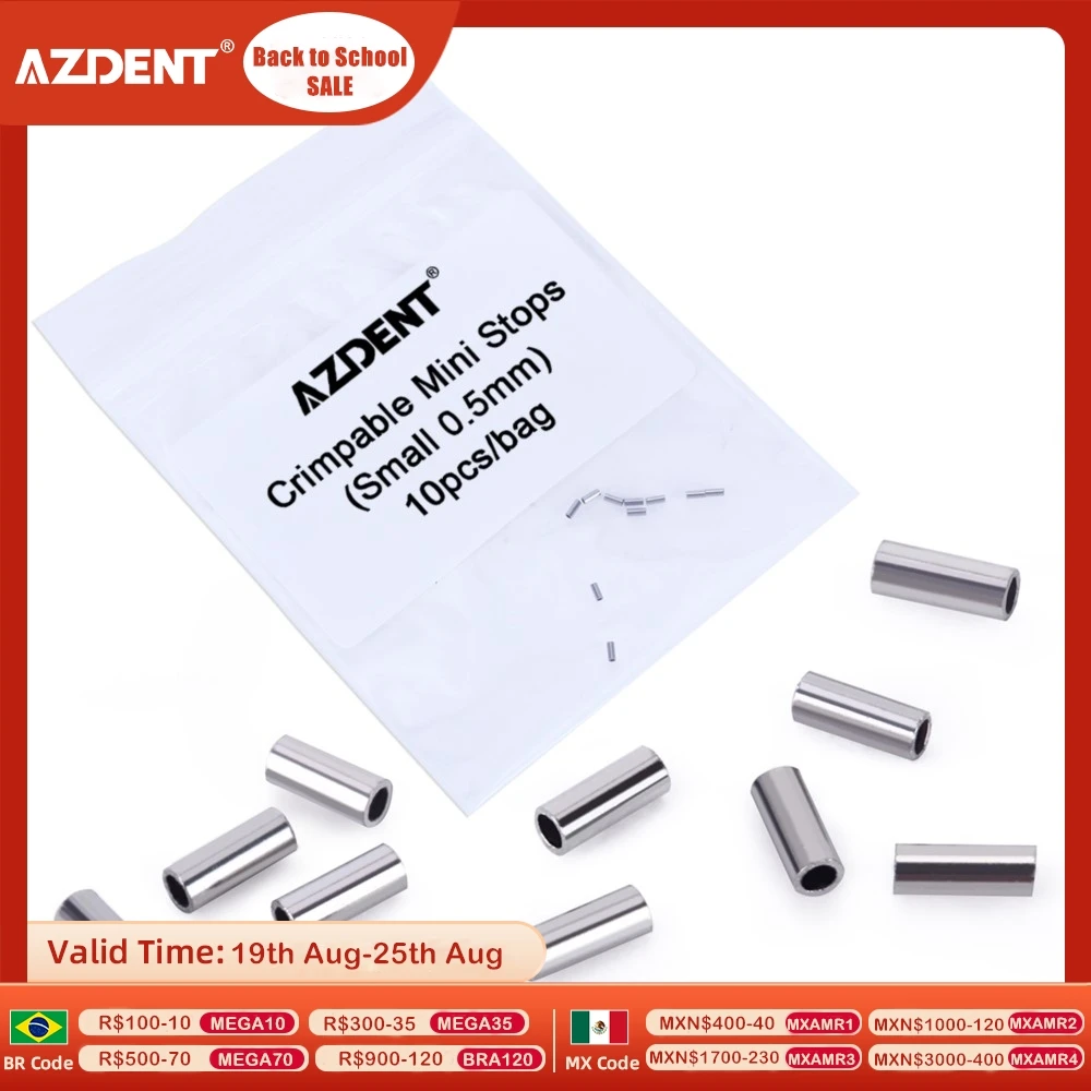 

AZDENT 10pcs/Pack Dental Orthodontic Crimpable Mini Stops Hooks Stops Buckle Size 0.5mm/0.8mm Dentistry Consumable