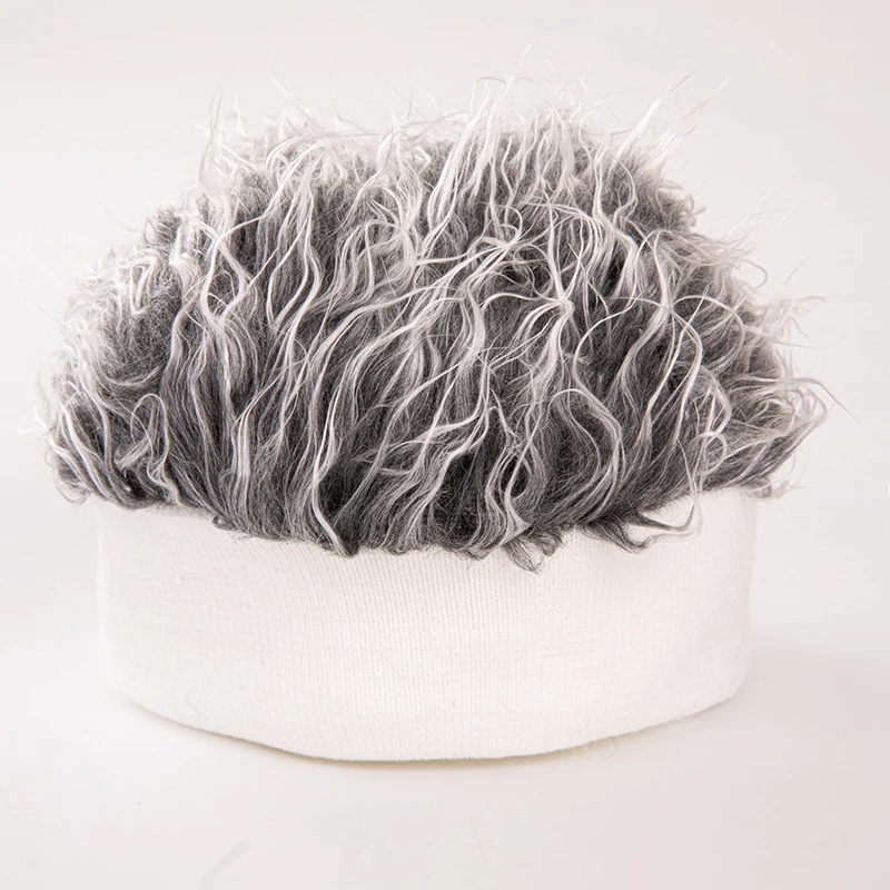 Funny Wig Beanie Hat, Retro Spiked Fake Hair Cap, Creative Novelty Street Hip Hop Headwear, Unisex Accessories for Men and Women