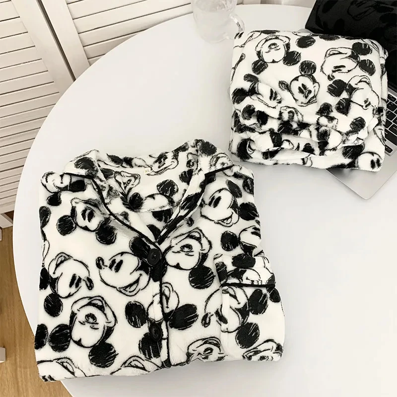 Winter Women's Hello Kitty Pajama Set Cartoon Flannel Pajamas Thickened Fluffy Plush Warm Comfortable Loose High Quality
