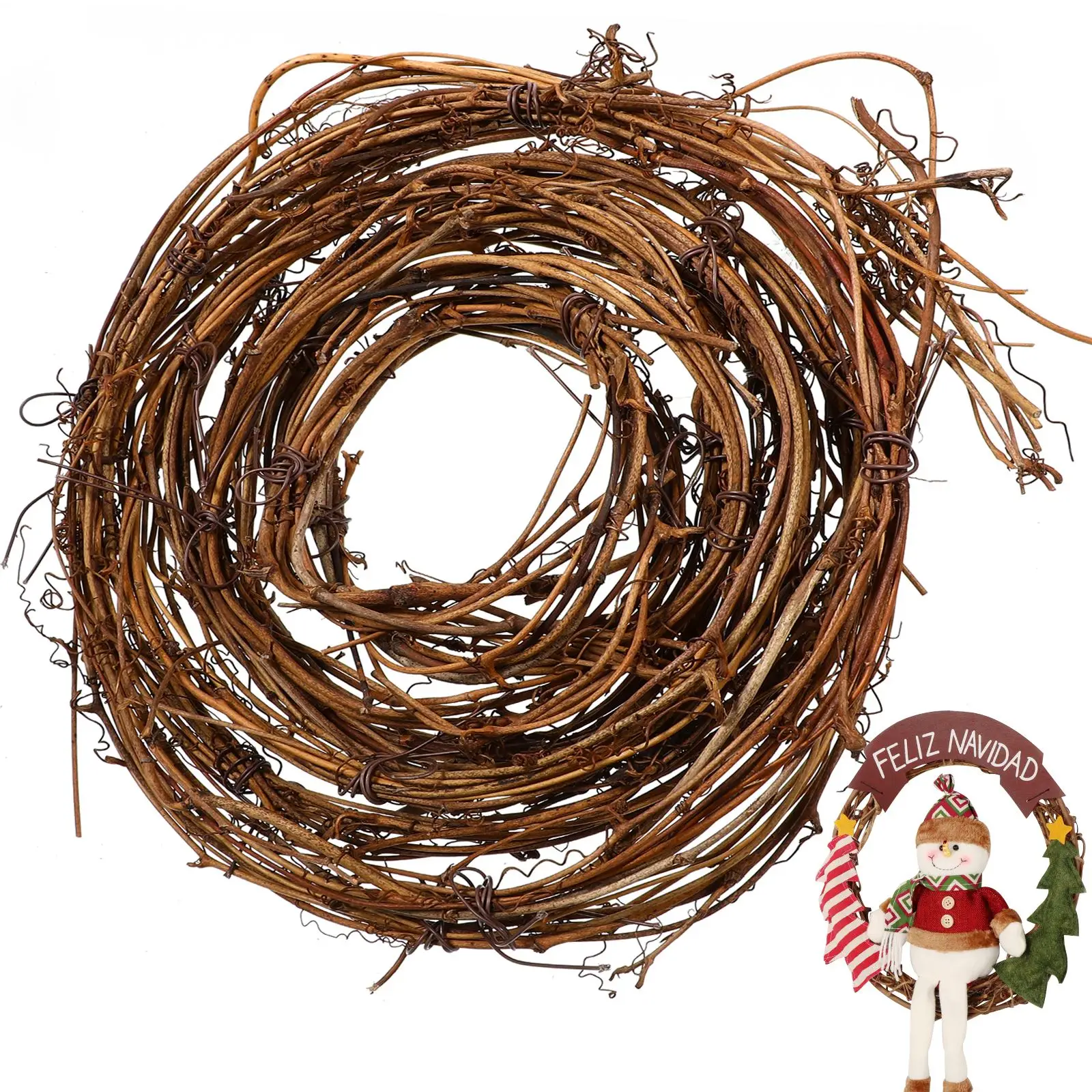 1 Roll Grapevine Wreath Rattan Ring Decor DIY Garland Christmas Craft Vines Base for Fall Winter Home Wall Party Decoration