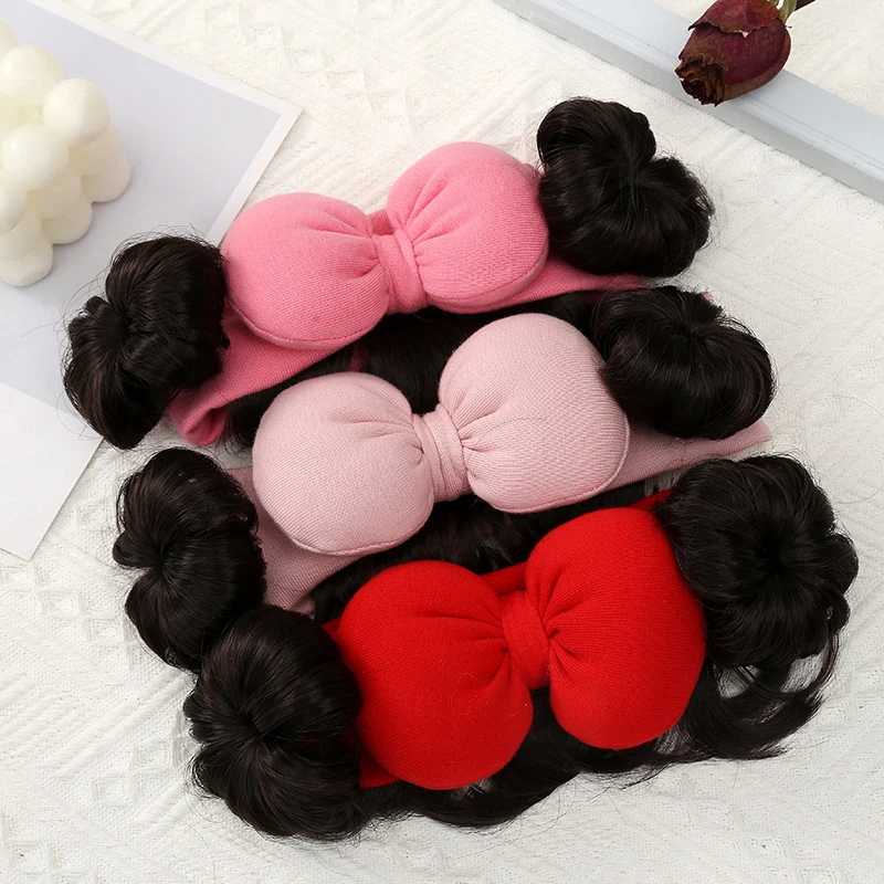 

'Fashion Cute Baby Kids Hair Wig Headband Children Girls Bow Wig Hairband Newborn Toddlers Wig Hat Hairpiece Cosplay Headwear.
