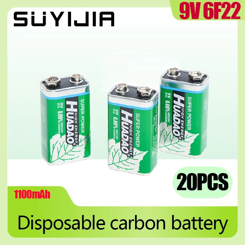 

9V Disposable Carbon Battery 9V6F22 Iron Shell Dry Battery Suitable for Toy Remote Control Walkie Talkie Multimeter Smoke Alarm