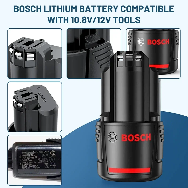 Originální baterie Bosch 12V baterie, 2,0 Ah BAT411 Lithium-iontová dobíjecí baterie BAT411A BAT412 BAT412A BAT413 Nabíječka baterií - náhled 5