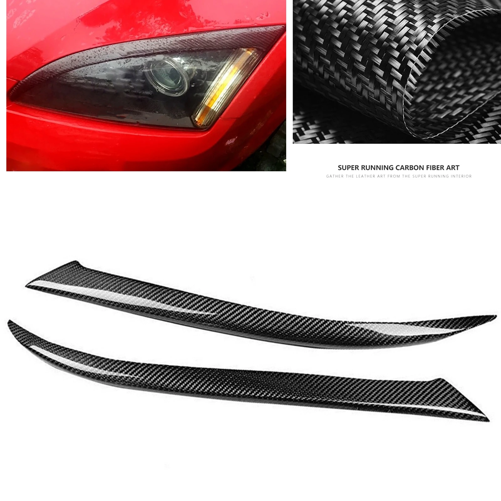 For Ford Focus 2005-2008 Real Carbon Fiber Front Head Light Lamp Cover Brow Sticker Car Headlight Eyebrow Headlamp Eyelid Trim