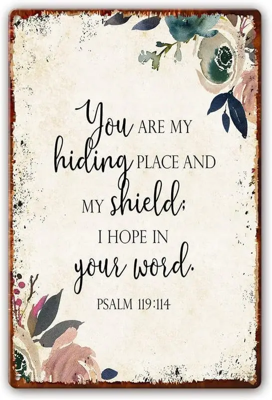 Psalm 119:114 Metal Signs Bible Verse Wall Art Scripture Decor You Are My Hiding Place And Prints For Decorative B